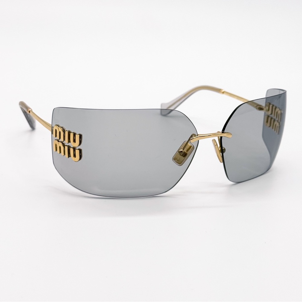 NEW MIU MIU SMU54Y 5AK30B MIU MIU GOLD LIGHT GREY WOMEN SUNGLASSES MU54YS 1AK30B